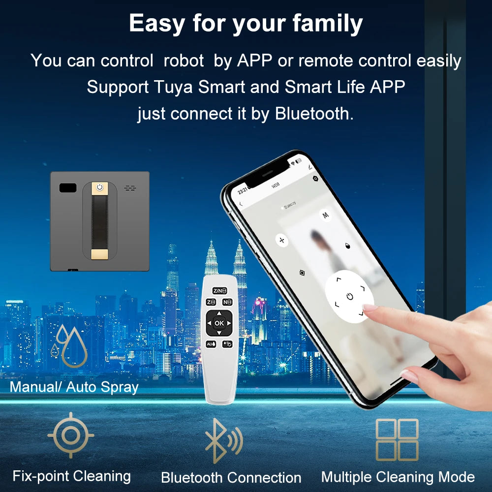 Smart Home Glass Wall Wet Dry Cleaning ,APP&Remote ControlSmart Home Glass Wall Wet Dry Cleaning ,APP&Remote Control
